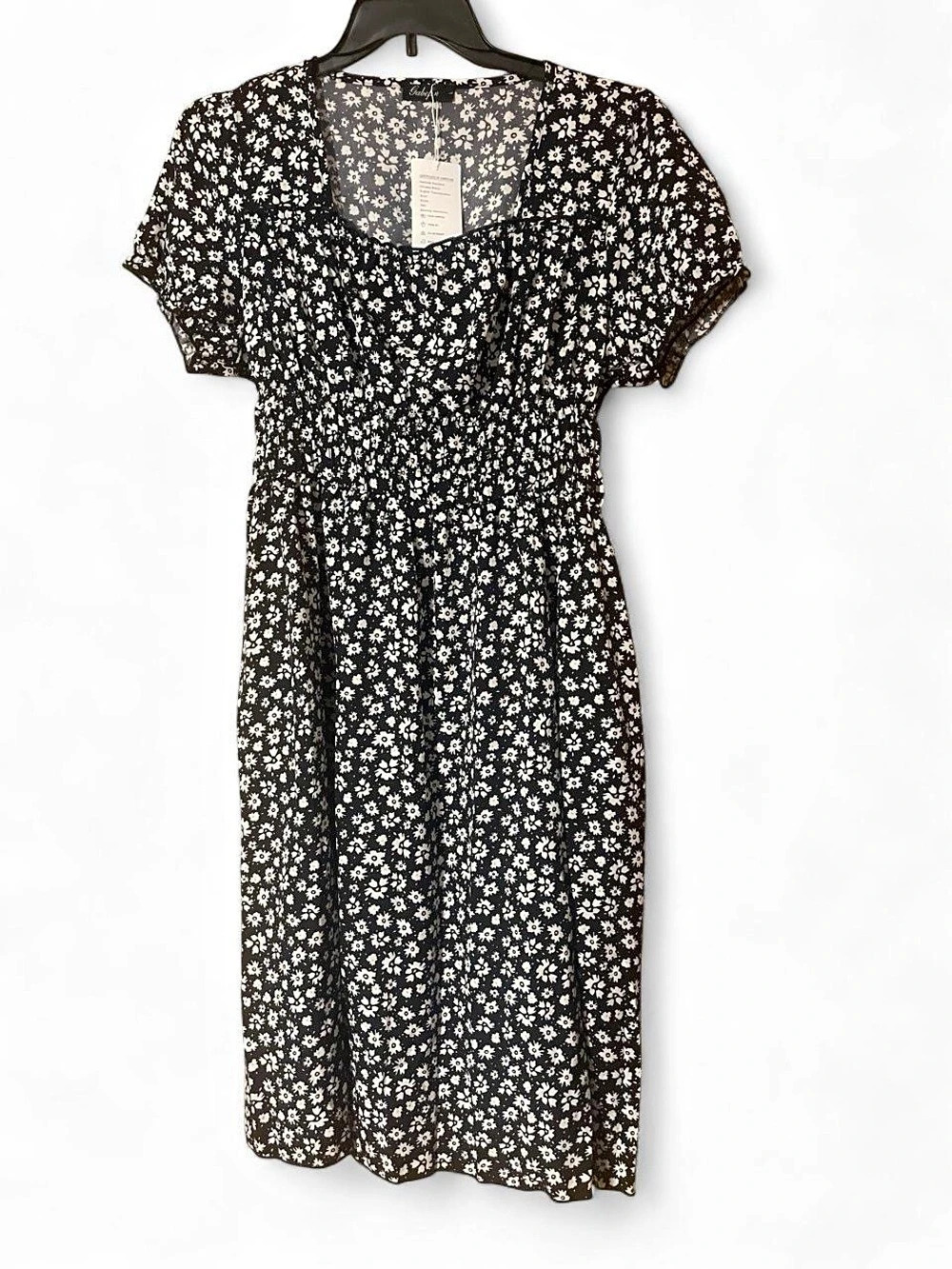 Gabelin Dress Floral Midi in Black & White NWT